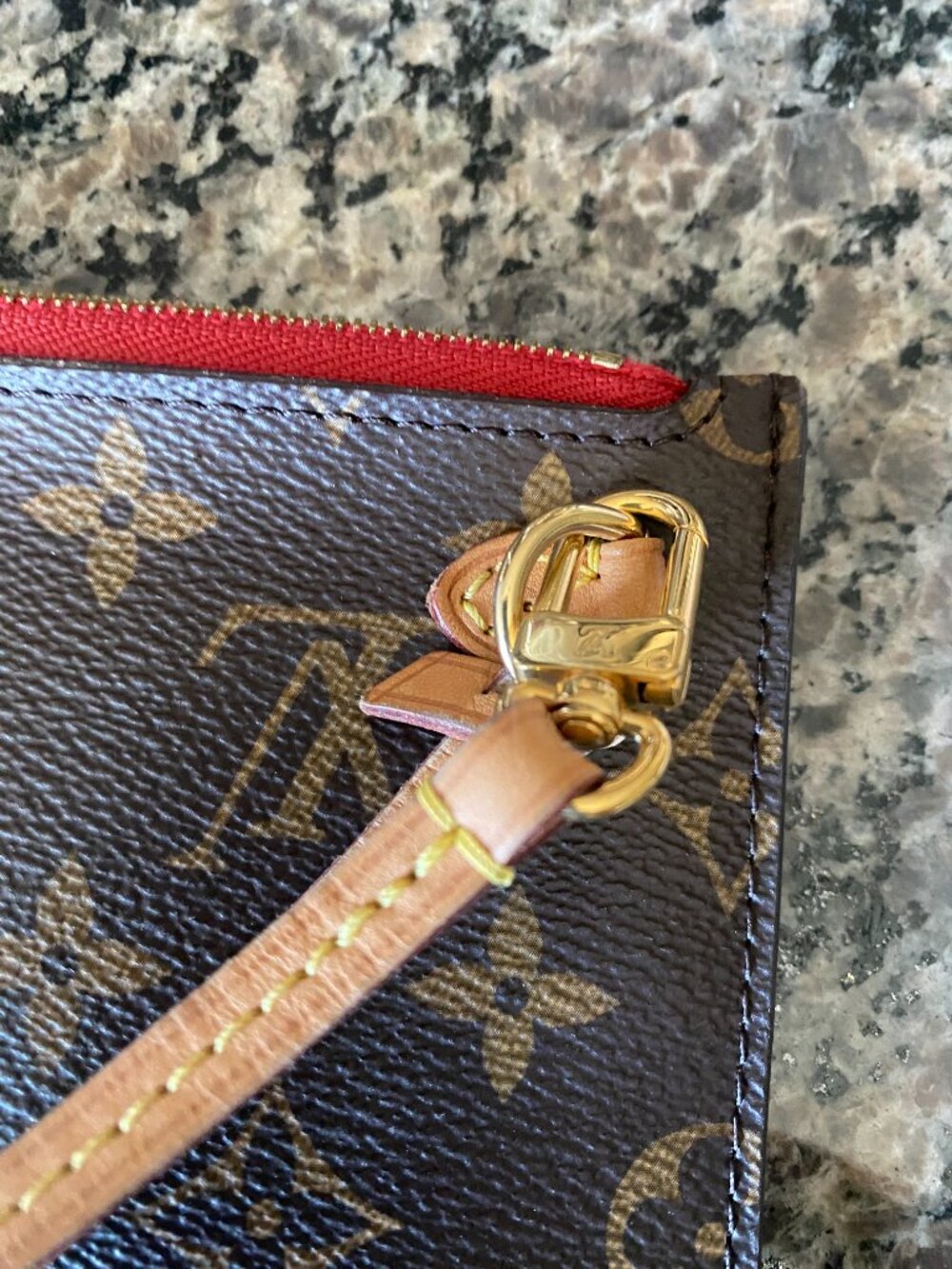 Louis Vuitton Brown Monogram Canvas Pouch with Red Trim - Picture 8 of 8